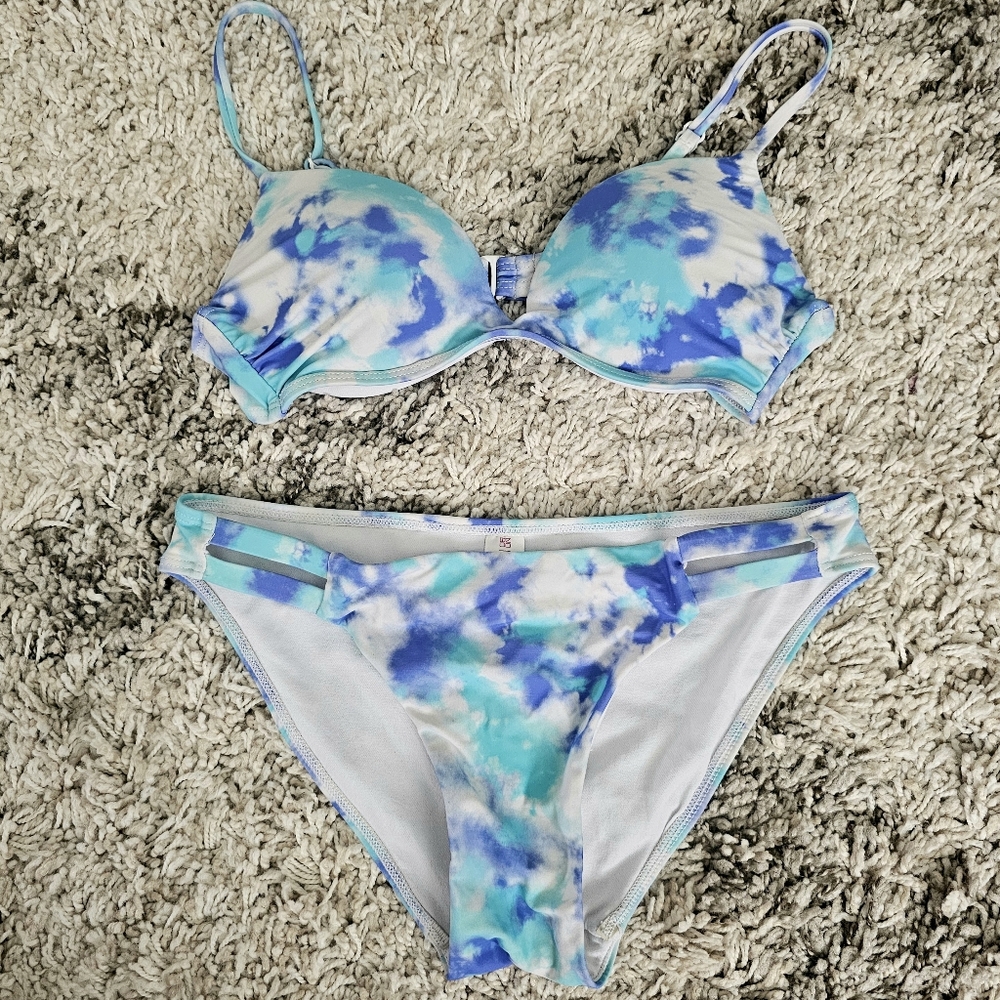 Small No Boundaries Blue Tie Dye Bikini Set